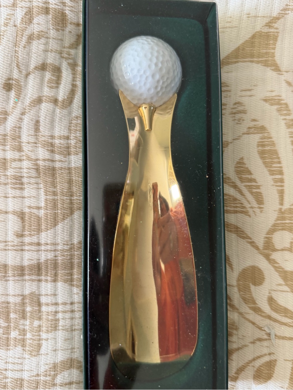 Gold Golf Ball Shoe Horn - great gift for birthday,. NIB